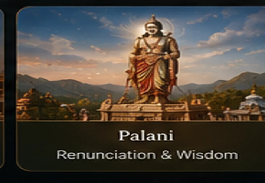 Devotional illustration representing Palani Murugan Temple